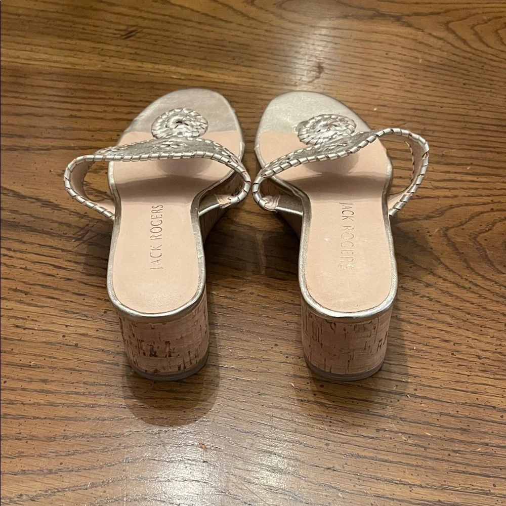 Jack Rogers Jacks Leather Stacked Mid Wedge, size 9,‎ new